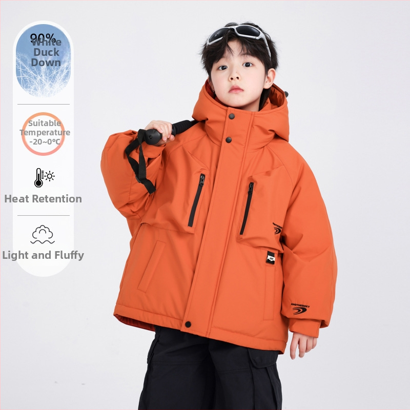 Detská zimná bunda s kapucňou, kačací páuch 70–129 g, obsah páuhu 86–90%, vonkajší materiál polyester, zips