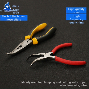 Kliešte s oblou ústou, s dlhým nosom s zubami, zahnutou hlavou, izolované, 45# oceľ