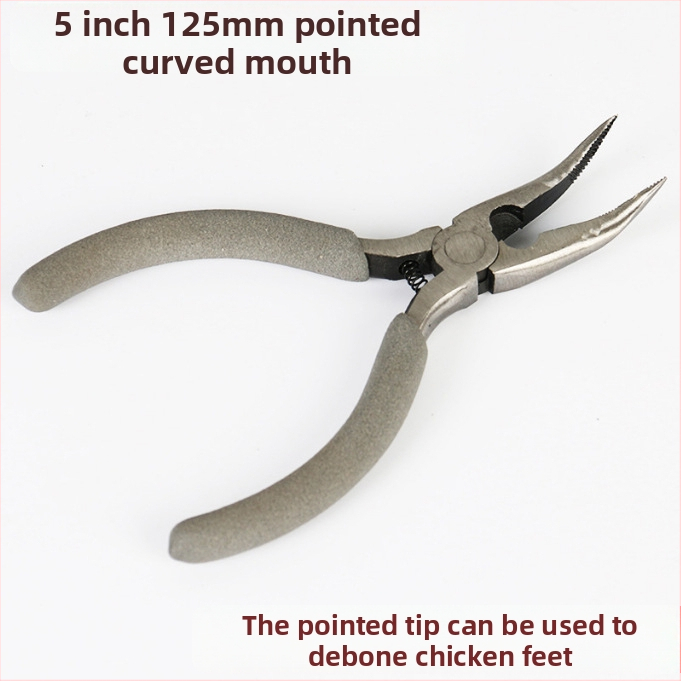 Kliešte s oblou ústou, s dlhým nosom s zubami, zahnutou hlavou, izolované, 45# oceľ