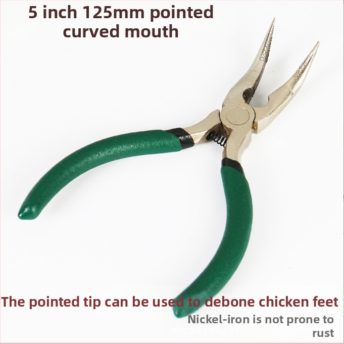 Kliešte s oblou ústou, s dlhým nosom s zubami, zahnutou hlavou, izolované, 45# oceľ