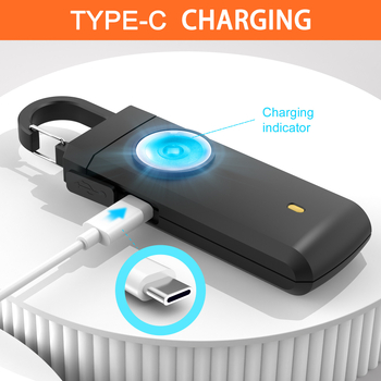 MEINOE nabíjateľná osobná siréna proti vlkom, MSA-821, 130 dB, LED svetlo, 3.7 V