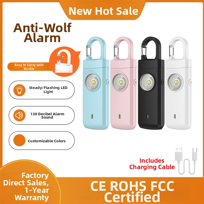 MEINOE nabíjateľná osobná siréna proti vlkom, MSA-821, 130 dB, LED svetlo, 3.7 V