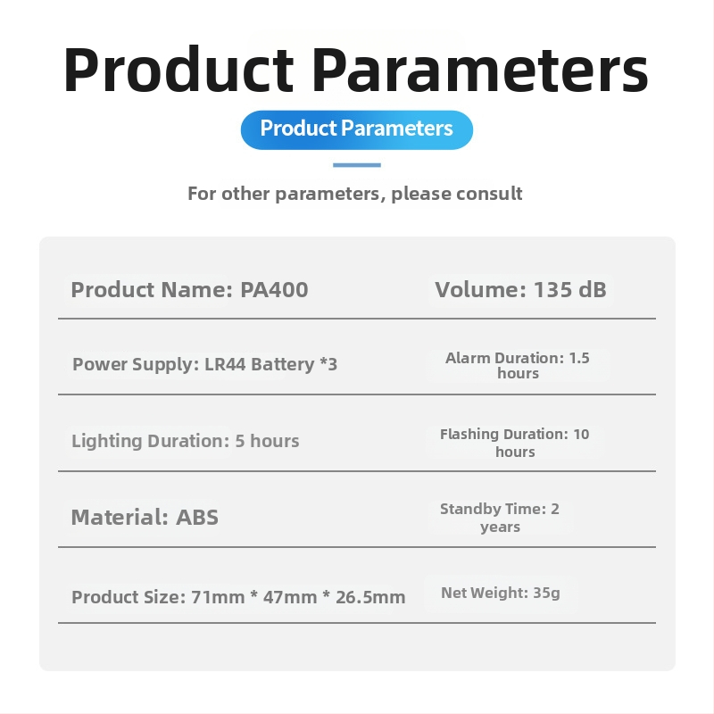 Wolf Defender Personīgā trauksmes sistēma – 130 dB, LED zibspuldze, 4.5 V, ABS, 1 gada gaidstāves laiks (Modelis PA400)