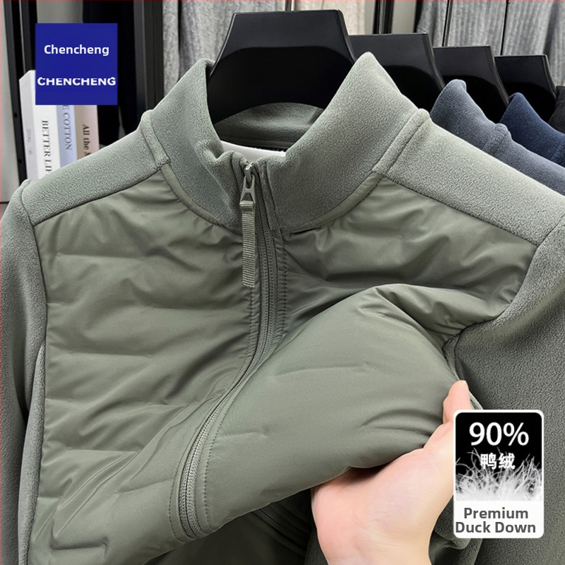 Vyrų žieminis pūkinis švarkas, stovinti kakla, užtrauktukas, storesnis pildas, pūkų užpildas 35 g, pūkų turinys 91–95%