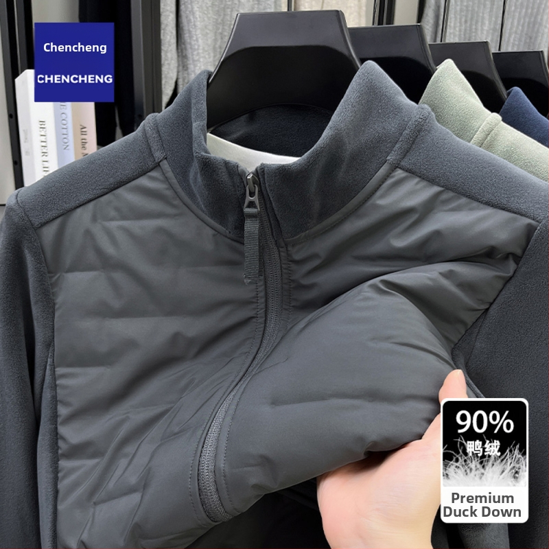 Vyrų žieminis pūkinis švarkas, stovinti kakla, užtrauktukas, storesnis pildas, pūkų užpildas 35 g, pūkų turinys 91–95%