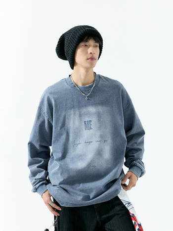 Hanorac-pulover din bumbac – toamnă, unisex, design vintage, guler rotund, mâneci lungi