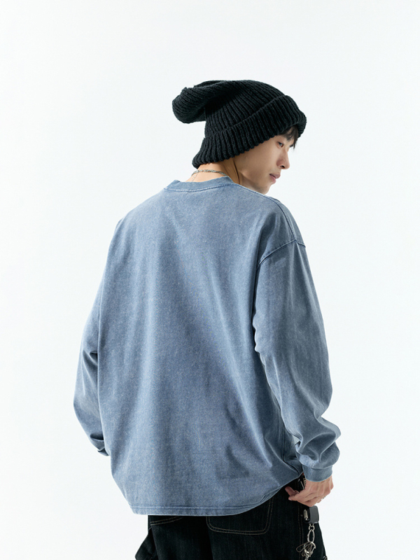 Hanorac-pulover din bumbac – toamnă, unisex, design vintage, guler rotund, mâneci lungi