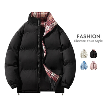 Vyrų žieminė striukė su poliesterio užpildais, stovimas apykaklė, užtrauktukas, storas užpildas, šoninės kišenės