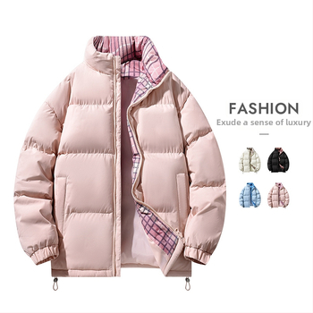 Vyrų žieminė striukė su poliesterio užpildais, stovimas apykaklė, užtrauktukas, storas užpildas, šoninės kišenės