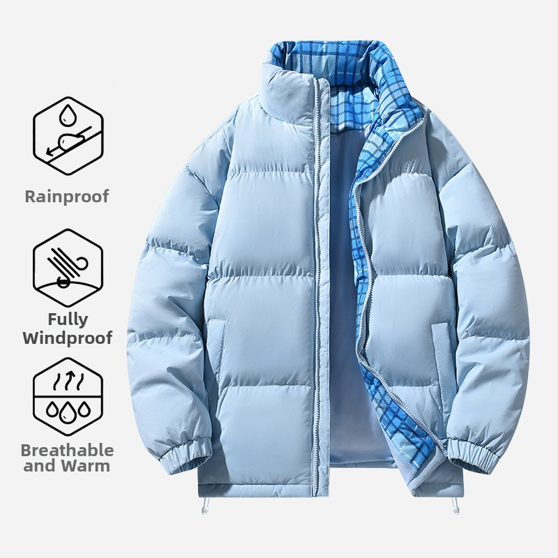 Vyrų žieminė striukė su poliesterio užpildais, stovimas apykaklė, užtrauktukas, storas užpildas, šoninės kišenės