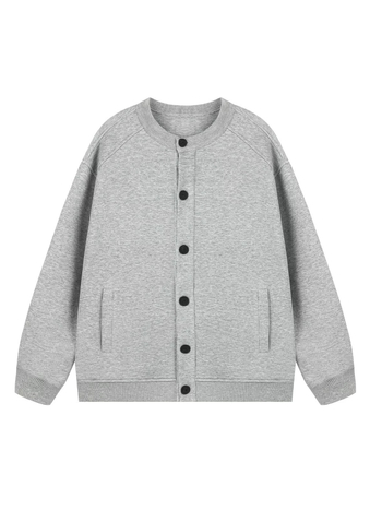 Kardigan-sweatshirt ühe nupuga ees, ümmargune kaelus, pikad varrukad, vaba lõige