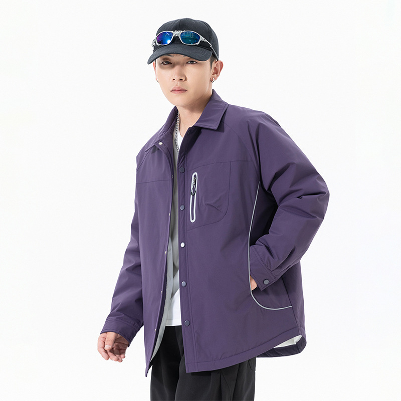 Pánska zimná péřová bunda, polyesterový materiál, dlhé rukávy, jednofarebný vzor, KF-F8290YR