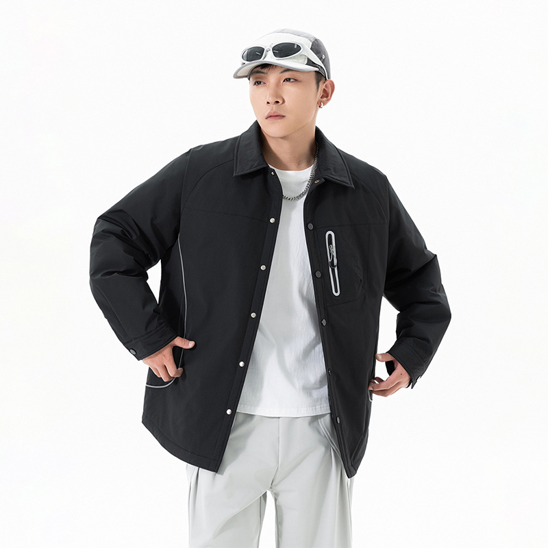 Pánska zimná péřová bunda, polyesterový materiál, dlhé rukávy, jednofarebný vzor, KF-F8290YR