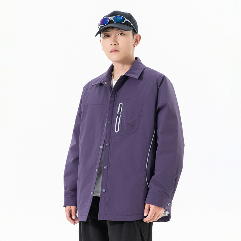 Pánska zimná péřová bunda, polyesterový materiál, dlhé rukávy, jednofarebný vzor, KF-F8290YR