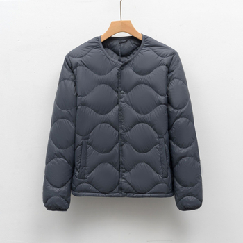 Пухено зимно яке, леко, без яка, регулярна дължина, пълнеж 86–90% бял гъши пух, 600 пухова мощност, външна материя найлон, подплата найлон