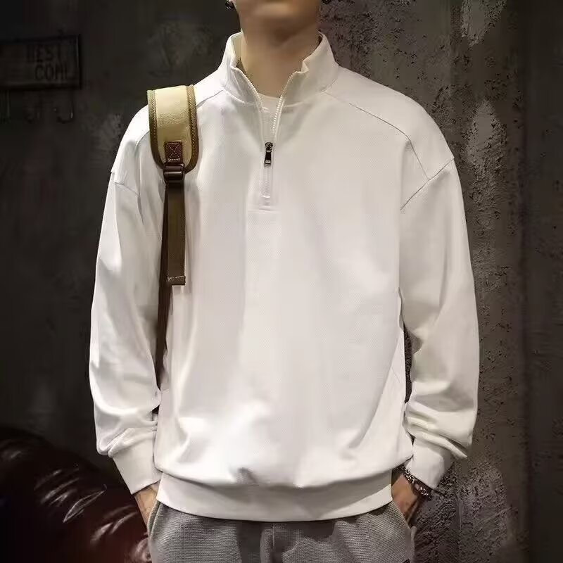 Meeste pikkade varrukatega polo särk värvide blokkiga ja trükiga, 100% polüester, vaba lõige, sügisene kandmise jaoks