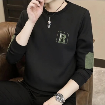 Meeste vaba lõikega dressipluus ümmarguse kaelusega, pikkade varrukatega, polüester 91–95%