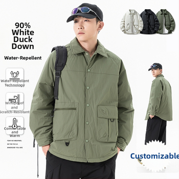 Zimná bunda s péřovou výplň pre mužov, dlhý rukáv, polyesterová látka