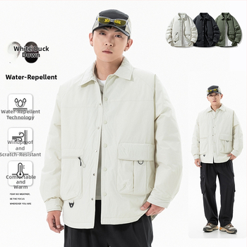 Zimná bunda s péřovou výplň pre mužov, dlhý rukáv, polyesterová látka