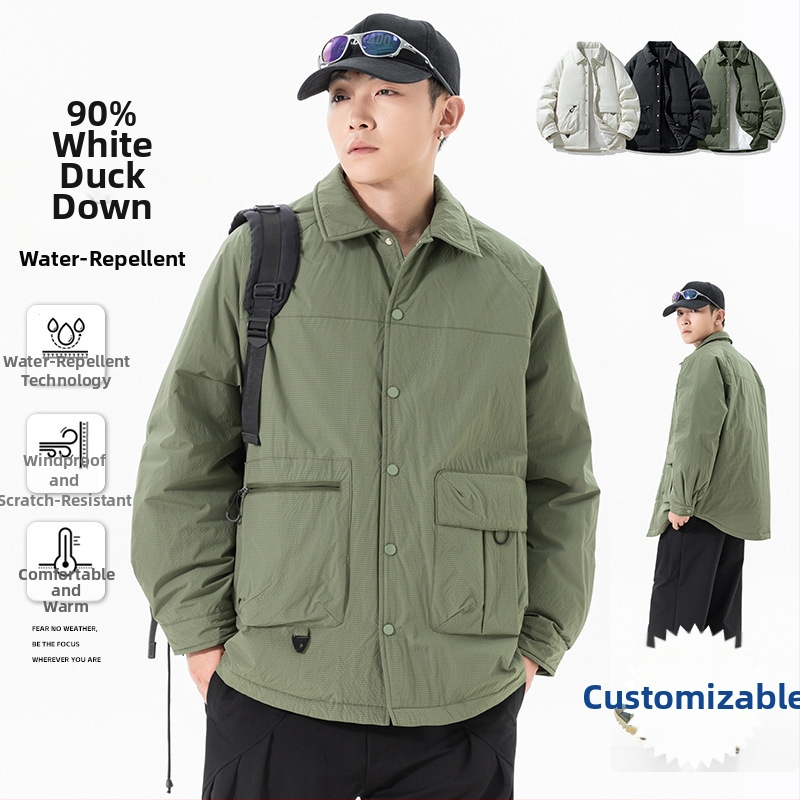 Zimná bunda s péřovou výplň pre mužov, dlhý rukáv, polyesterová látka