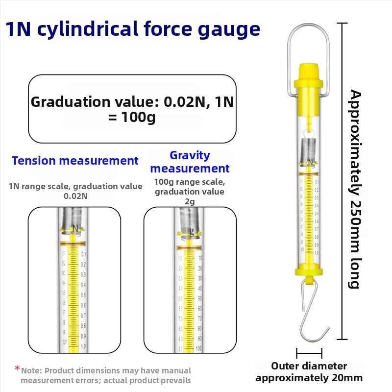 Valcový merač sily, rozsah 1N–30N, valcový ťahomer, Newtonova pružinová stupnica, učebné pomôcky pre fyziku