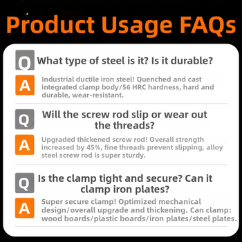 G-clip/C-clip kovový upín, ťažký stolársky upín, 45# oceľ, hmotnosť 2730 g, odolný voči výbuchu