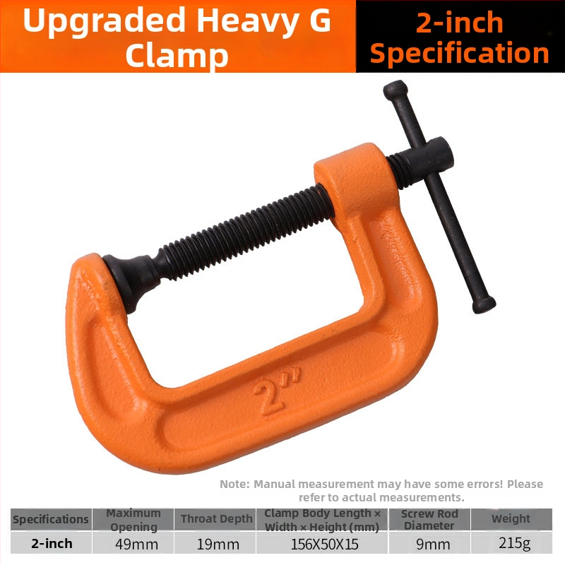 G-clip/C-clip kovový upín, ťažký stolársky upín, 45# oceľ, hmotnosť 2730 g, odolný voči výbuchu