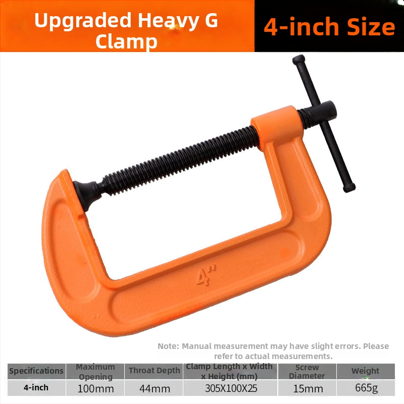 G-clip/C-clip kovový upín, ťažký stolársky upín, 45# oceľ, hmotnosť 2730 g, odolný voči výbuchu