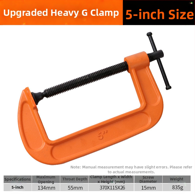 G-clip/C-clip kovový upín, ťažký stolársky upín, 45# oceľ, hmotnosť 2730 g, odolný voči výbuchu