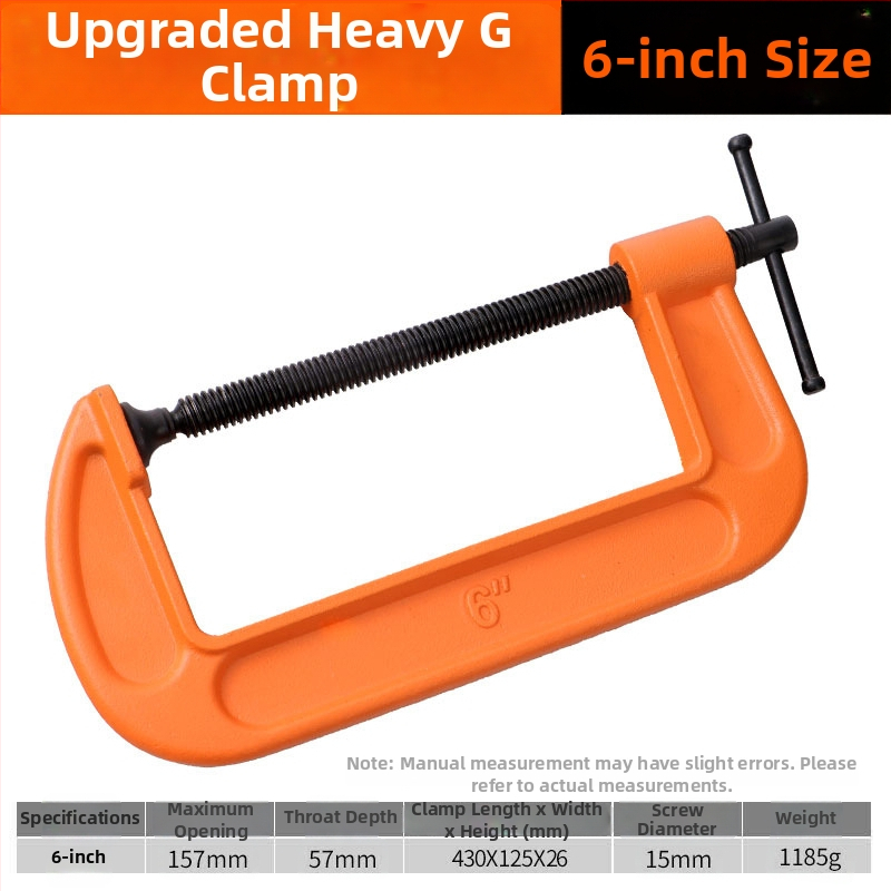 G-clip/C-clip kovový upín, ťažký stolársky upín, 45# oceľ, hmotnosť 2730 g, odolný voči výbuchu