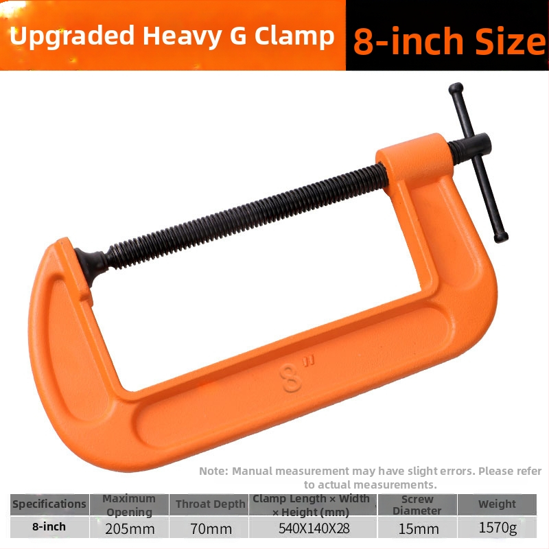 G-clip/C-clip kovový upín, ťažký stolársky upín, 45# oceľ, hmotnosť 2730 g, odolný voči výbuchu