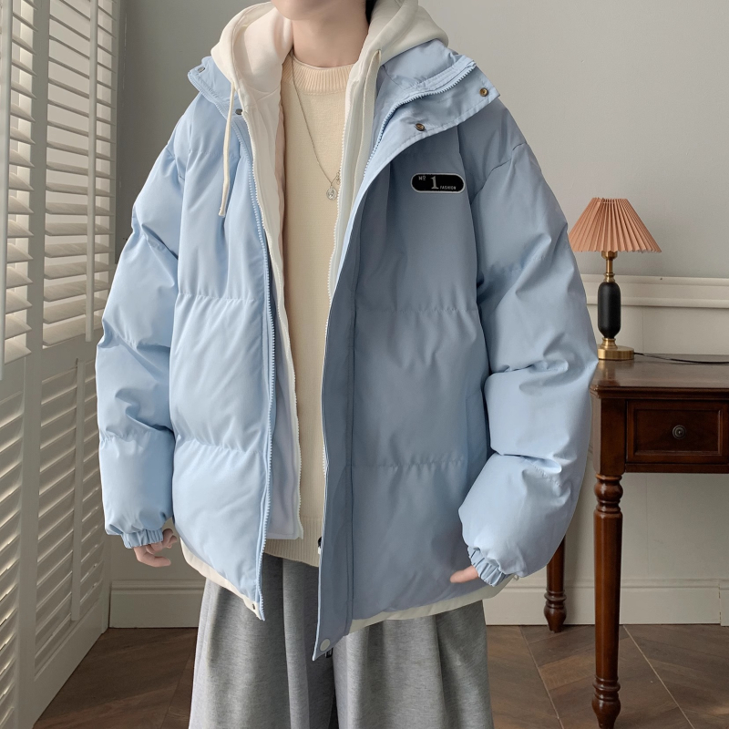 Vyrinė medvilninė pūkinė striukė su gobtuvu, poliesterio užpildas ir pamušalas, priekyje užtrauktukas, šoninės kišenės