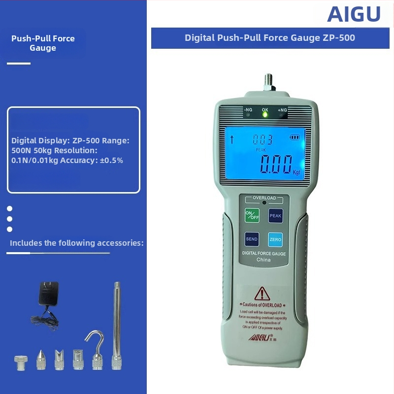 Aigu digitálny ťahový merací prístroj, séria ZP-5–ZP-1000, rozsah 5–1000 N, presnosť ±0,5%
