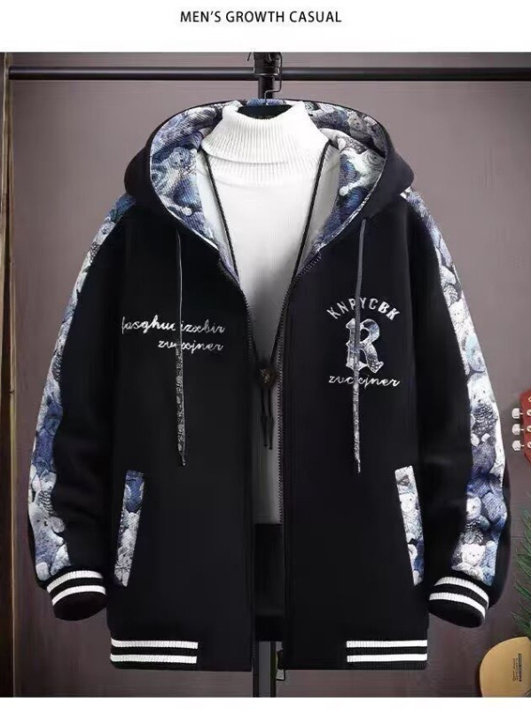 Fleece jakna s kapuljom, zatvaračem, opuštenim krojem, šivanje, poliester 81–90%