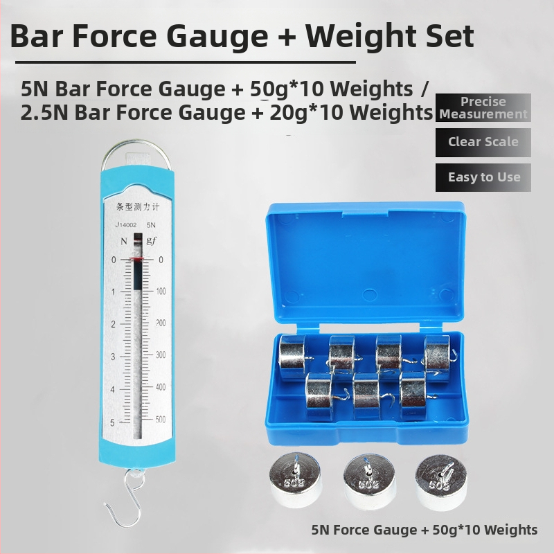5N pružinový dinamometer s kovovým hákom – výučbový nástroj z mechaniky pre základnú a strednú školu