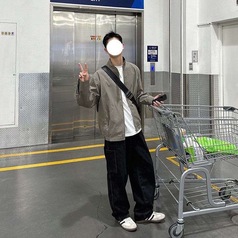 Jakna sa stojim ovratnikom, zip, dugi rukavi, uska fit, bez kapuljače (proljeće-jesen, poliester)