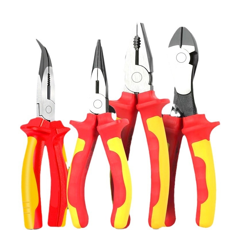 Izolované viacúčelové elektrikárske kliešte, ihlová špička, odizolovač káblov, chróm-molybdenová oceľ, hmotnosť 0,2 kg