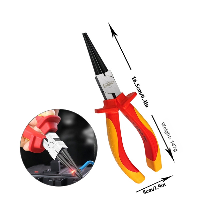 Izolované viacúčelové elektrikárske kliešte, ihlová špička, odizolovač káblov, chróm-molybdenová oceľ, hmotnosť 0,2 kg