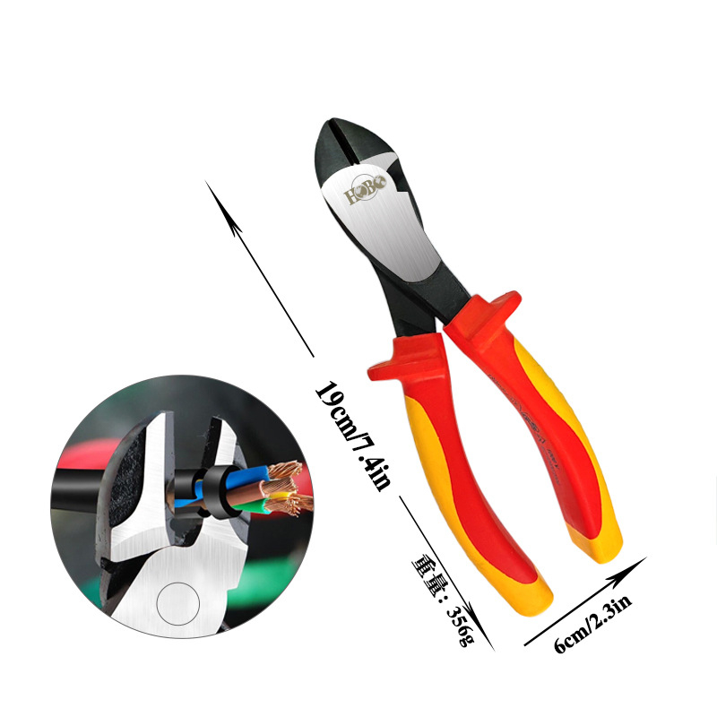 Izolované viacúčelové elektrikárske kliešte, ihlová špička, odizolovač káblov, chróm-molybdenová oceľ, hmotnosť 0,2 kg