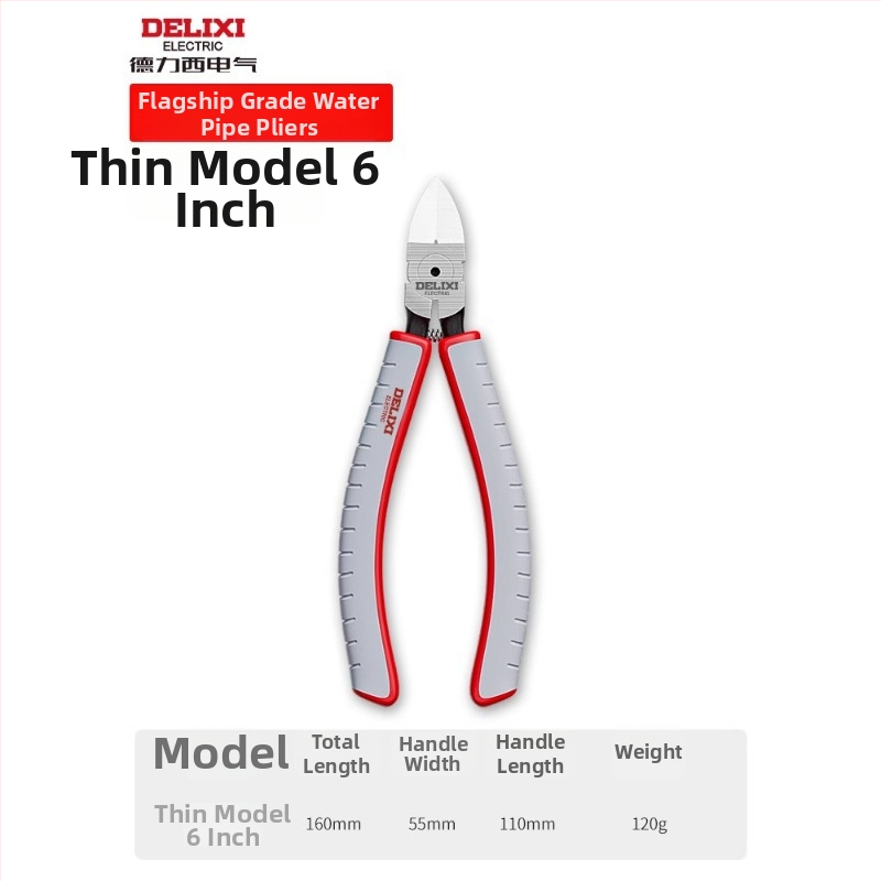 Delixi Electric priemyselné diagonálne rezné kliešte, vysoká tvrdosť, naklonené čeľuste, z chróm-vanádiovej ocele