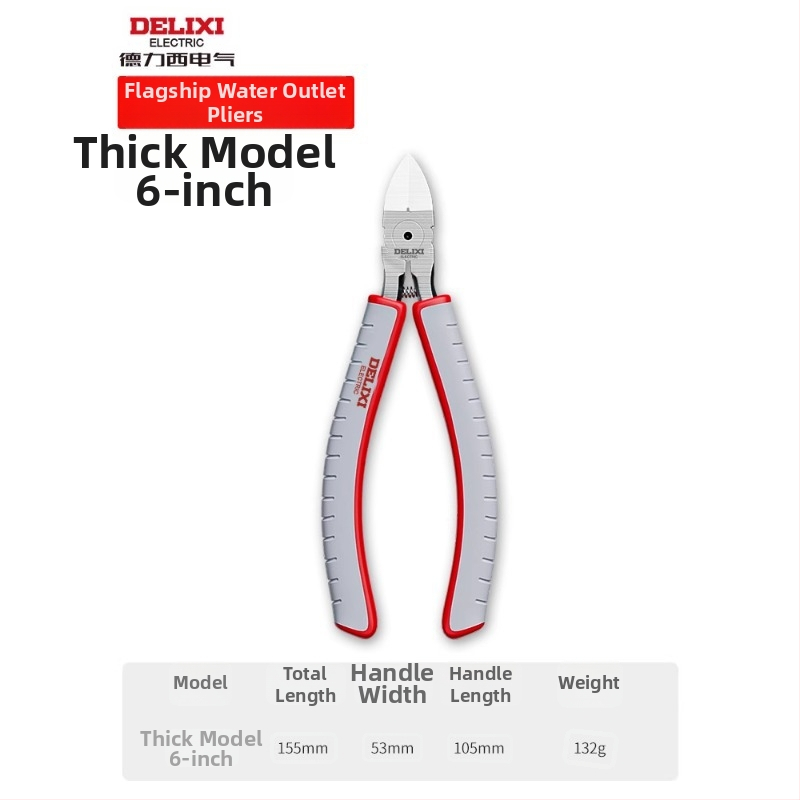 Delixi Electric priemyselné diagonálne rezné kliešte, vysoká tvrdosť, naklonené čeľuste, z chróm-vanádiovej ocele