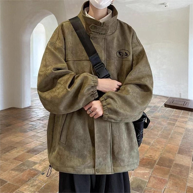 Muška jakna u japanskom stilu, stojeći ovratnik, opuštena silueta, bočni džepovi