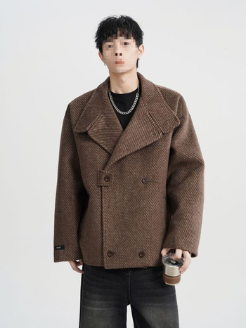 Pánsky kabát corduroy s ľanovou zmesou do 10% podielu, voľný strih, jednoradové zapínanie, sakový golier, patchwork detaily