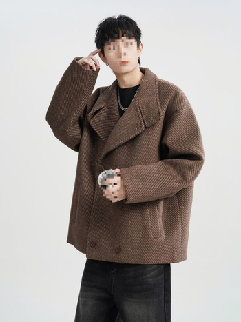 Pánsky kabát corduroy s ľanovou zmesou do 10% podielu, voľný strih, jednoradové zapínanie, sakový golier, patchwork detaily