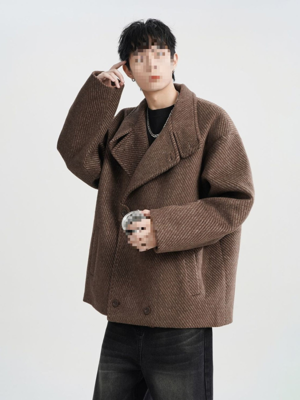 Pánsky kabát corduroy s ľanovou zmesou do 10% podielu, voľný strih, jednoradové zapínanie, sakový golier, patchwork detaily