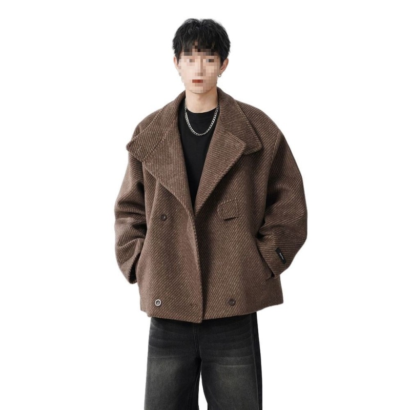 Pánsky kabát corduroy s ľanovou zmesou do 10% podielu, voľný strih, jednoradové zapínanie, sakový golier, patchwork detaily