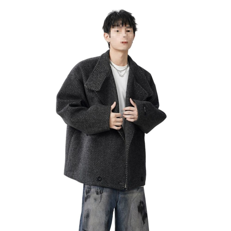 Pánsky kabát corduroy s ľanovou zmesou do 10% podielu, voľný strih, jednoradové zapínanie, sakový golier, patchwork detaily