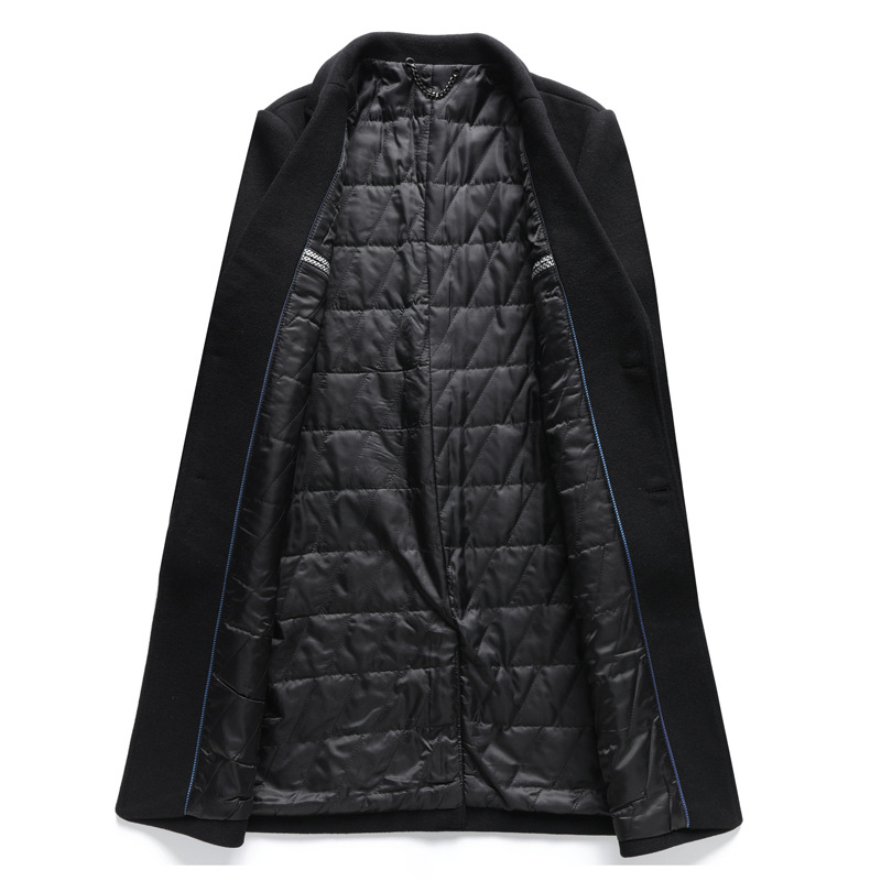 Pánske vlnené kabát v kórejskom štýle, stredná dĺžka, jednosedlové zapínanie