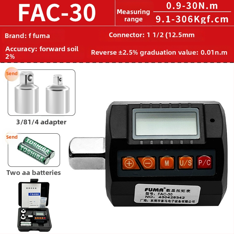 FUMA FAC-30 Digitálny tester krútiaceho momentu – digitálny prístroj na meranie sily, rozsah 0,9–340