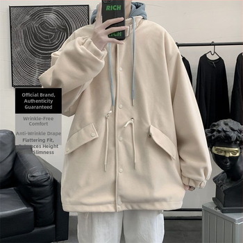 Meeste kapuutsiga jak, vaba lõige, ühevärviline, 80% polüesteri materjal